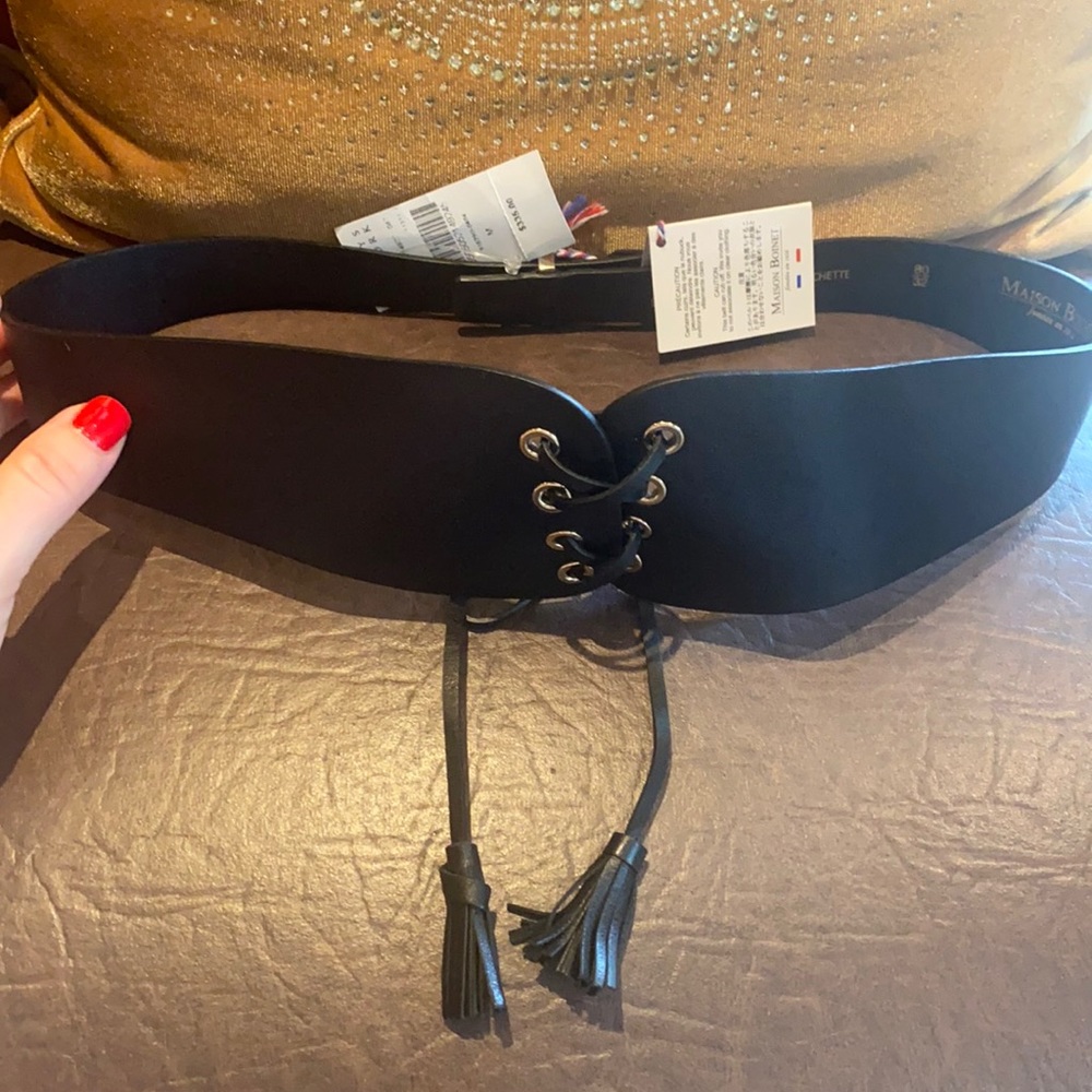 Maison Boinet black leather corset belt sz m